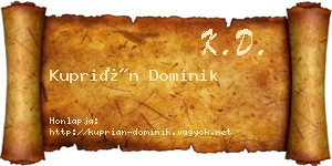 Kuprián Dominik névjegykártya